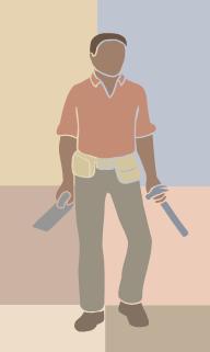 abstract image of a man with a hammer and a trowel