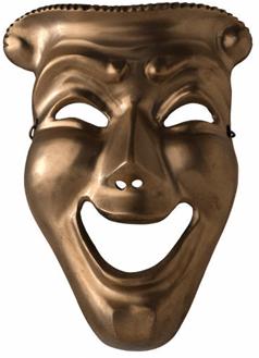 photograph of a classical greek comedy mask