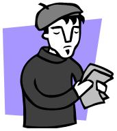 color clip art of a beatnik poet wearing a beret and reading