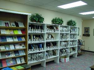 Photo of racks of magazines and other reading materials for radio shows