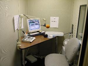 Photo of a recording booth at Taping for the Blind