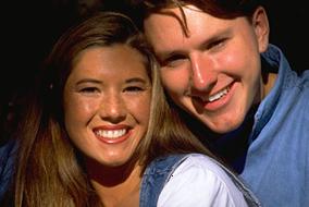 color portrait of adolescent boy and girl